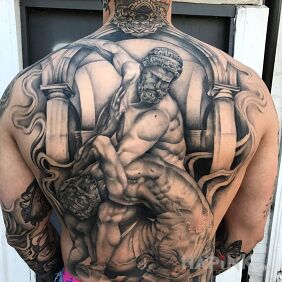 Tattoo Hercules on the back motif: 3D