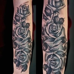 Tattoo Rose composition on the forearm motif: flowers style: realistic