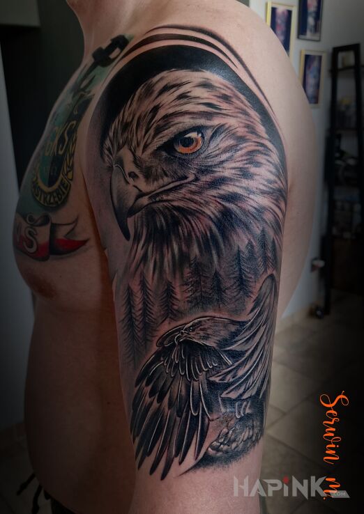 Tattoo Patriotyczny in patriotic motif and realistic style On the arm