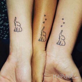 Tattoo 3 elephants on the wrist motif: black and gray style: minimalistic