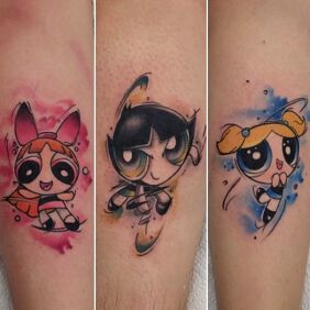 Tattoo Powerpuff Girls on the forearm style: graphic / illustrative