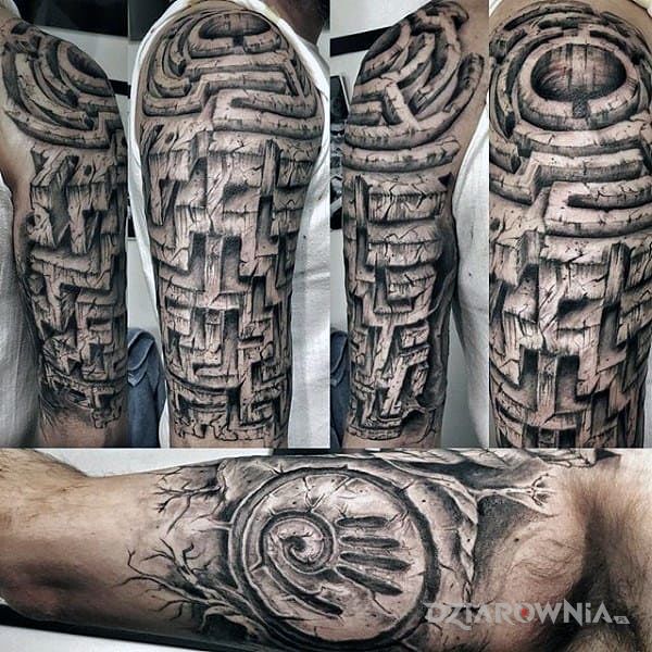 Tatuaż 3d w motywie 3D na ramieniu