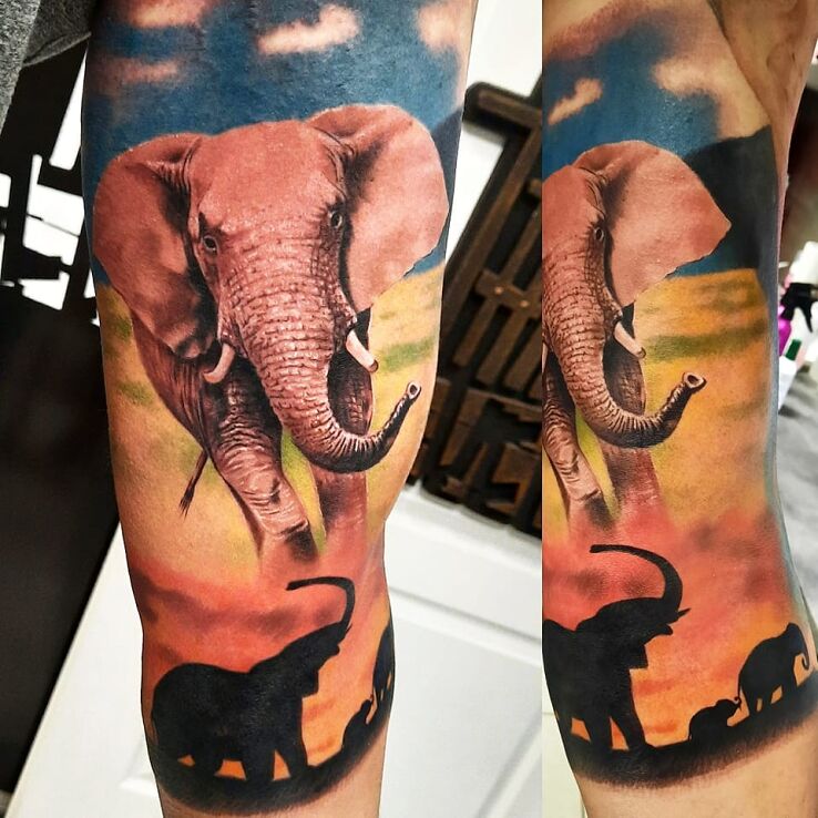 Tatuaż słoń afrykański w motywie zwierzęta i stylu realistyczne na ręce