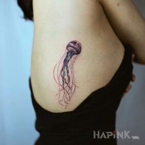 Tattoo Medusa on the ribs motif: colorful style: realistic