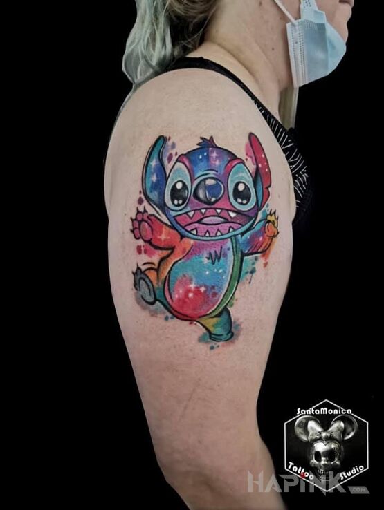 Tattoo Stich in colorful motif and Watercolor style On the arm