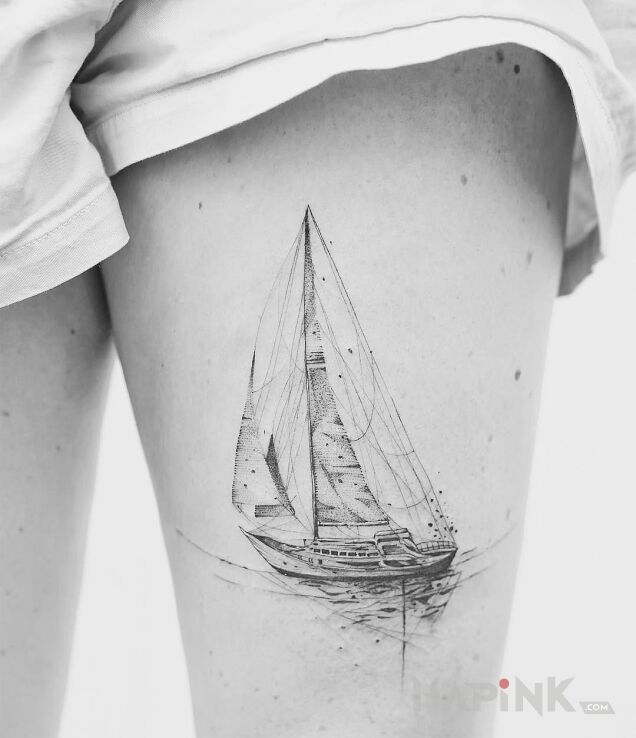 Tattoo Łódeczka in other motif on the leg