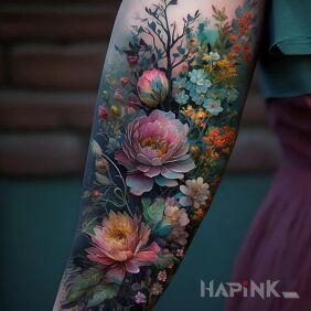 Tattoo Garden on the forearm motif: colorful style: realistic