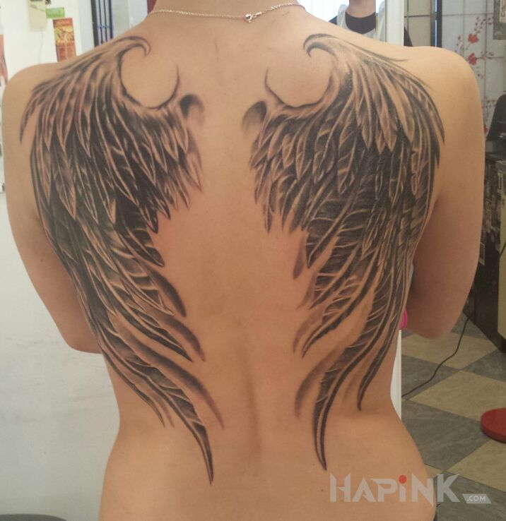 Tattoo Wings in angels motif on the back