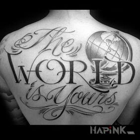 Tattoo From the film on the back motif: lettering