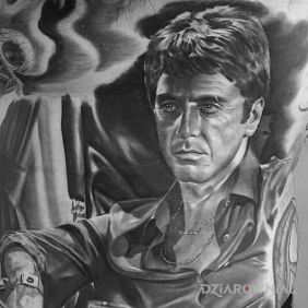 Tatuaż Tony Montana na żebrach motyw: 3D styl: realistyczne