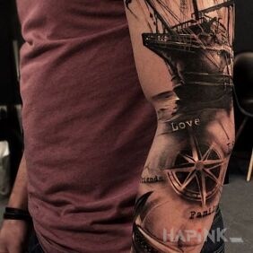 Tattoo Sailor's sleeve :) on the upper arm motif: sleeves style: realistic