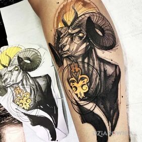 Tatuaż Znak zodiaku baran na ręce motyw: znaki zodiaku styl: graficzne / ilustracyjne