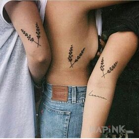 Tattoo 3 branches on the ribs motif: black and gray style: graphic / illustrative
