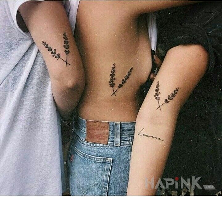 Tattoo 3 gałązki in Love motif and graphic / illustrative style on the ribs