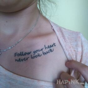 Tattoo Clavicle inscription on the collarbone motif: lettering