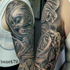 Tatuaż Surrealizm jak lubię na ramieniu motyw: mroczne styl: realistyczne