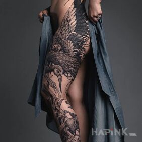 Tattoo Heron with a Rope on the shoulder motif: animals style: graphic / illustrative