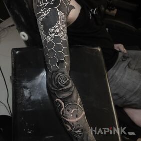 Tattoo Black rose On the arm motif: flowers style: realistic