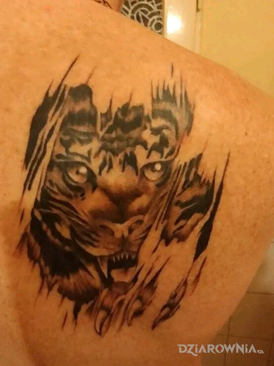 Tatuaż mój w motywie zwierzęta na łopatkach