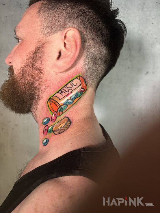 Tattoo Kolorowe kapsułki! in other motif and newschool style on the neck
