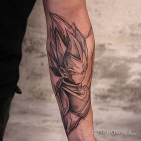 Tatuaż Vegeta!! na przedramieniu motyw: postacie styl: szkic