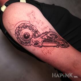 Tattoo Bicycle Love! On the arm motif: black and gray style: graphic / illustrative