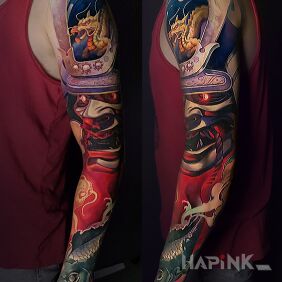 Tattoo Realistic-Japanese style sleeve on the forearm motif: animals style: realistic