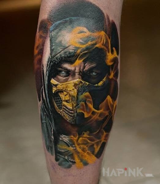 Tattoo Skorpion in 3D motif on the calf