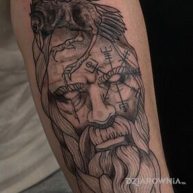 Tatuaż Odyn na ręce motyw: zwierzęta styl: graficzne / ilustracyjne
