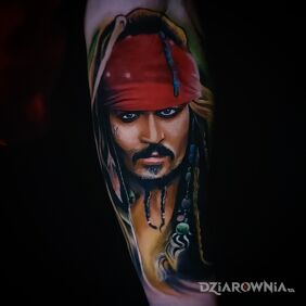 Tatuaż Jack Sparrow na przedramieniu motyw: postacie styl: realistyczne