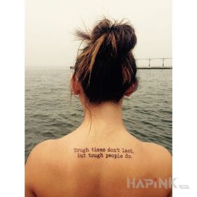 Tattoo Inscription with a message on the back motif: lettering