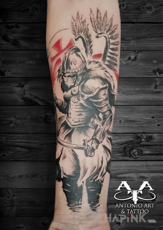 Tattoo Husarz in characters motif and graphic / illustrative style On the arm
