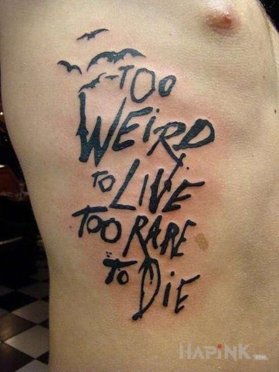 Tattoo Super czcionka in lettering motif on the ribs