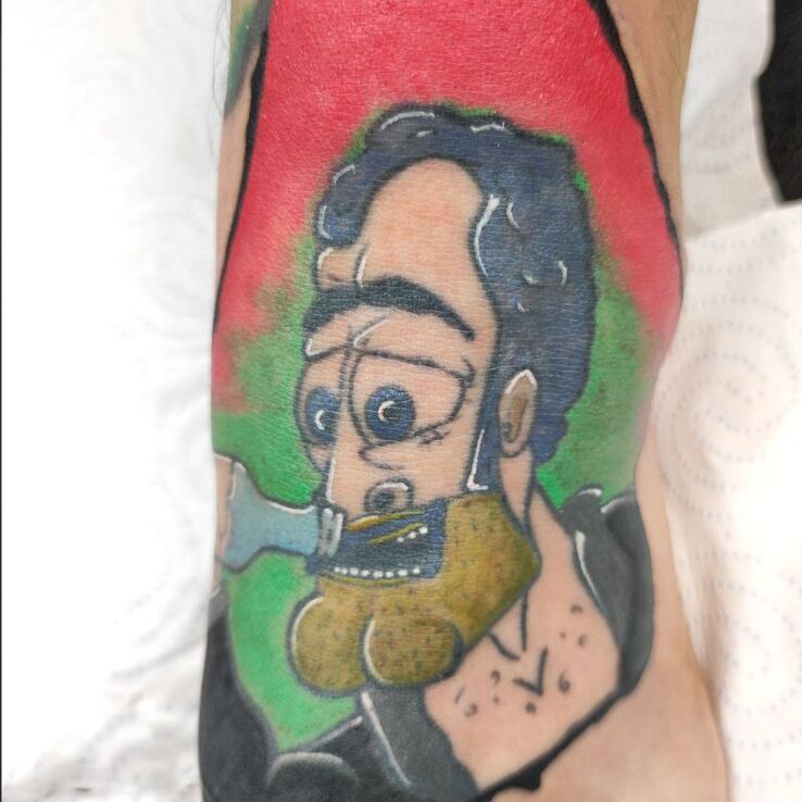Tatuaż  na stopie egzorcysta boner walaszek w motywie postacie i stylu kreskówkowe / komiksowe na stopie