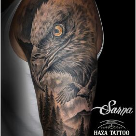 Tatuaż Orzeł tatuaż cover na ręce motyw: natura styl: realistyczne