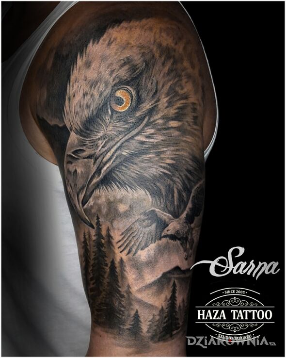 Tatuaż orzeł tatuaż cover w motywie zwierzęta i stylu realistyczne na ręce
