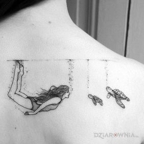 Tatuaż Dwa żółwie na łopatkach motyw: zwierzęta