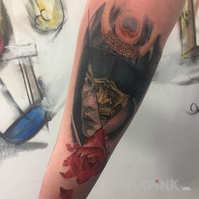 Tattoo Geisha on the forearm motif: flowers style: japanese / irezumi
