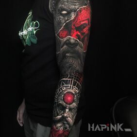 Tattoo Old man stuff :) On the arm motif: faces style: realistic