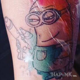 Tattoo Minion 🥰 on the forearm motif: characters style: cartoon / comic book