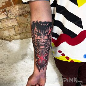 Tattoo Anime Power on the forearm motif: manga / anime style: graphic / illustrative