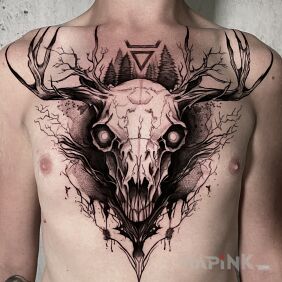 Tattoo Leshy! on the chest motif: characters style: graphic / illustrative