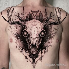 Tatuaż Leszy! na obojczyku motyw: fantasy styl: szkic