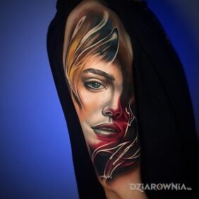 Tatuaż Kolorowy tatuaż kobieta na ręce motyw: 3D styl: realistyczne