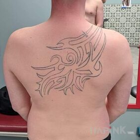 Tattoo Cover of something 😅 on the back motif: failed style: tribal