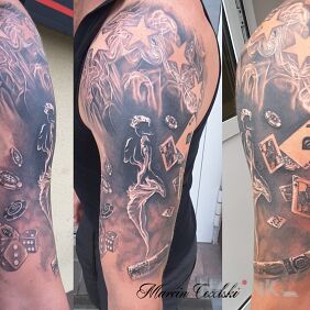 Tattoo Poker on the upper arm motif: 3D style: realistic