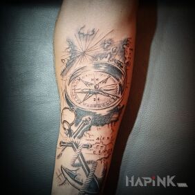 Tattoo Marine on the forearm motif: objects style: realistic