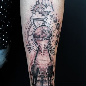 Tattoo Forearm tattoo family On the arm motif: cosmos style: realistic