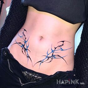 Tattoo Black and blue on the stomach motif: other