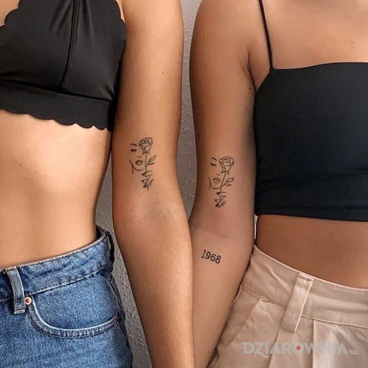 Tatuaż Róże przy twarzy w motywie twarze i stylu minimalistyczne na ręce